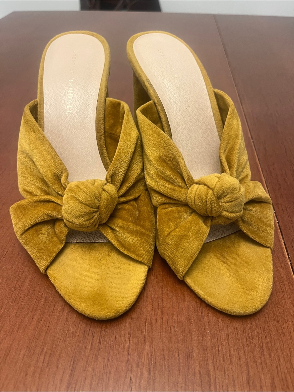 Loeffler Randall Coco knotted velvet block heel Sz 9